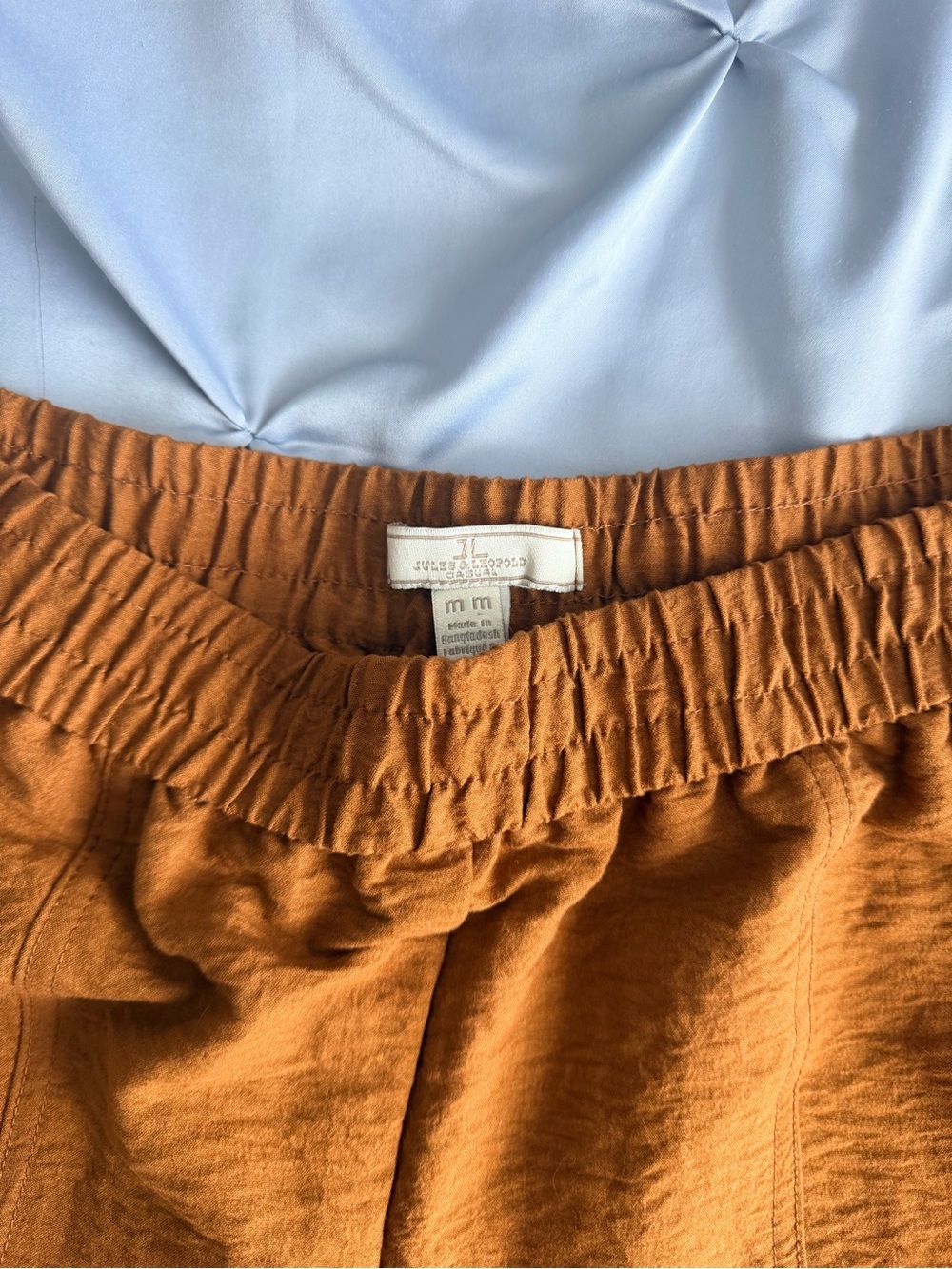 Jules & Leopold Burnt Orange Elastic Waist Wide-Leg Pants